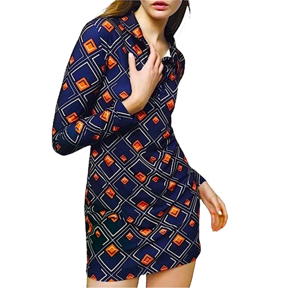 Zara Long Sleeve Geometric Dress - Picture 1 of 7